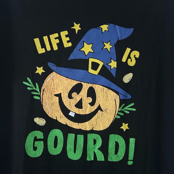 5/$25 Main and Local Halloween Life is Gourd Black Tee T-Shirt L Large New - Picture 2 of 6